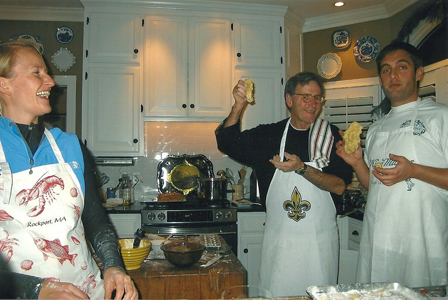 ross and friends, cooking