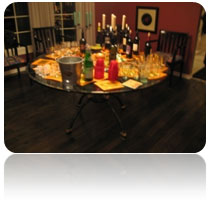 table set with party beverages